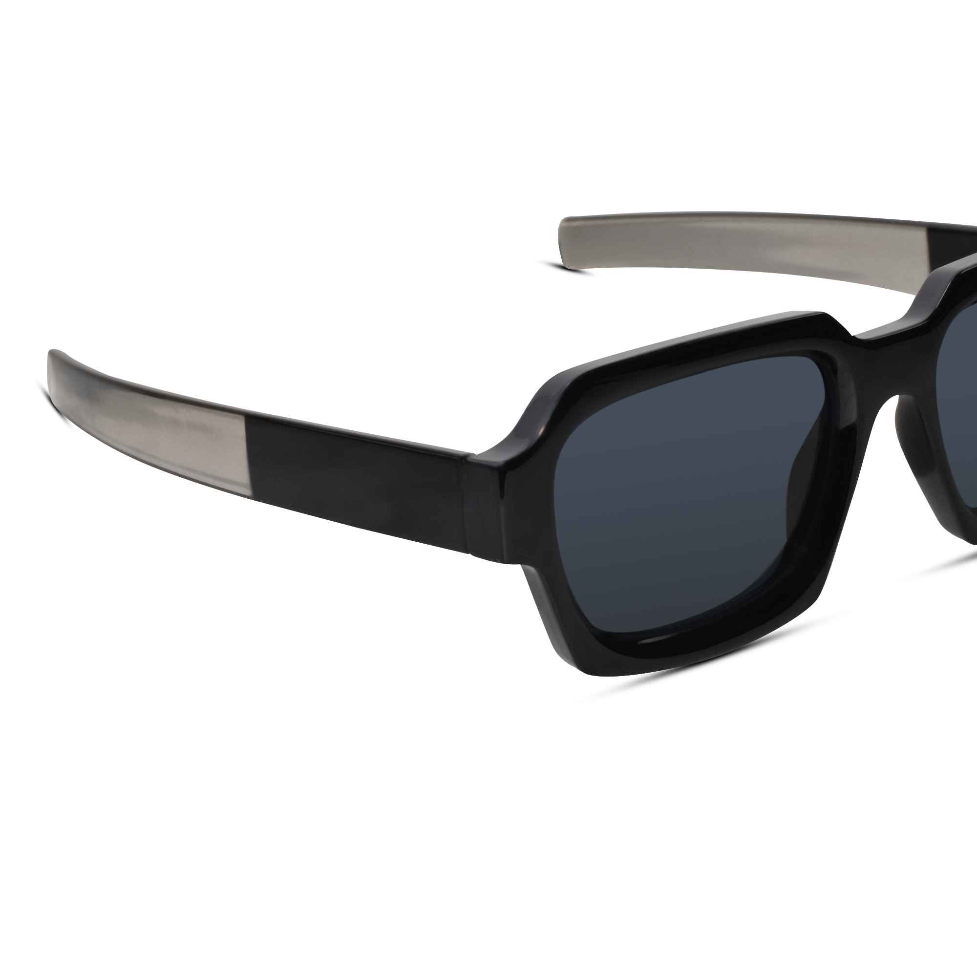 RETRO Dark Black Square Sunglasses For Men & Women LKS2903-GRY