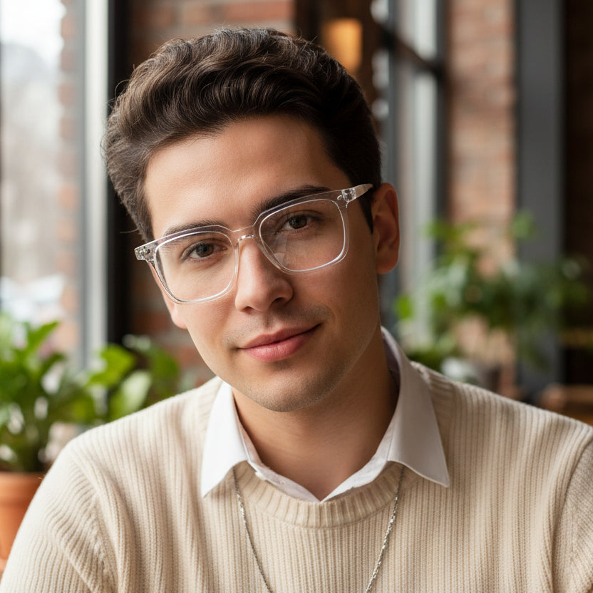 Transparent Square Eyeglasses For Men & Women ELE27015-TRANS
