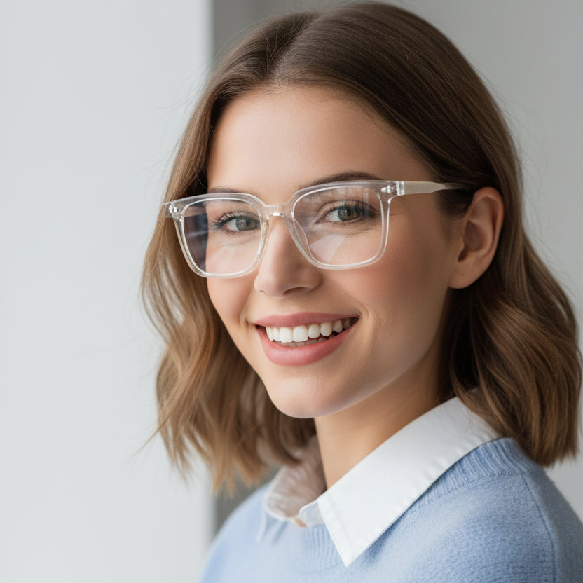 Transparent Square Eyeglasses For Men & Women ELS27015-TRANS