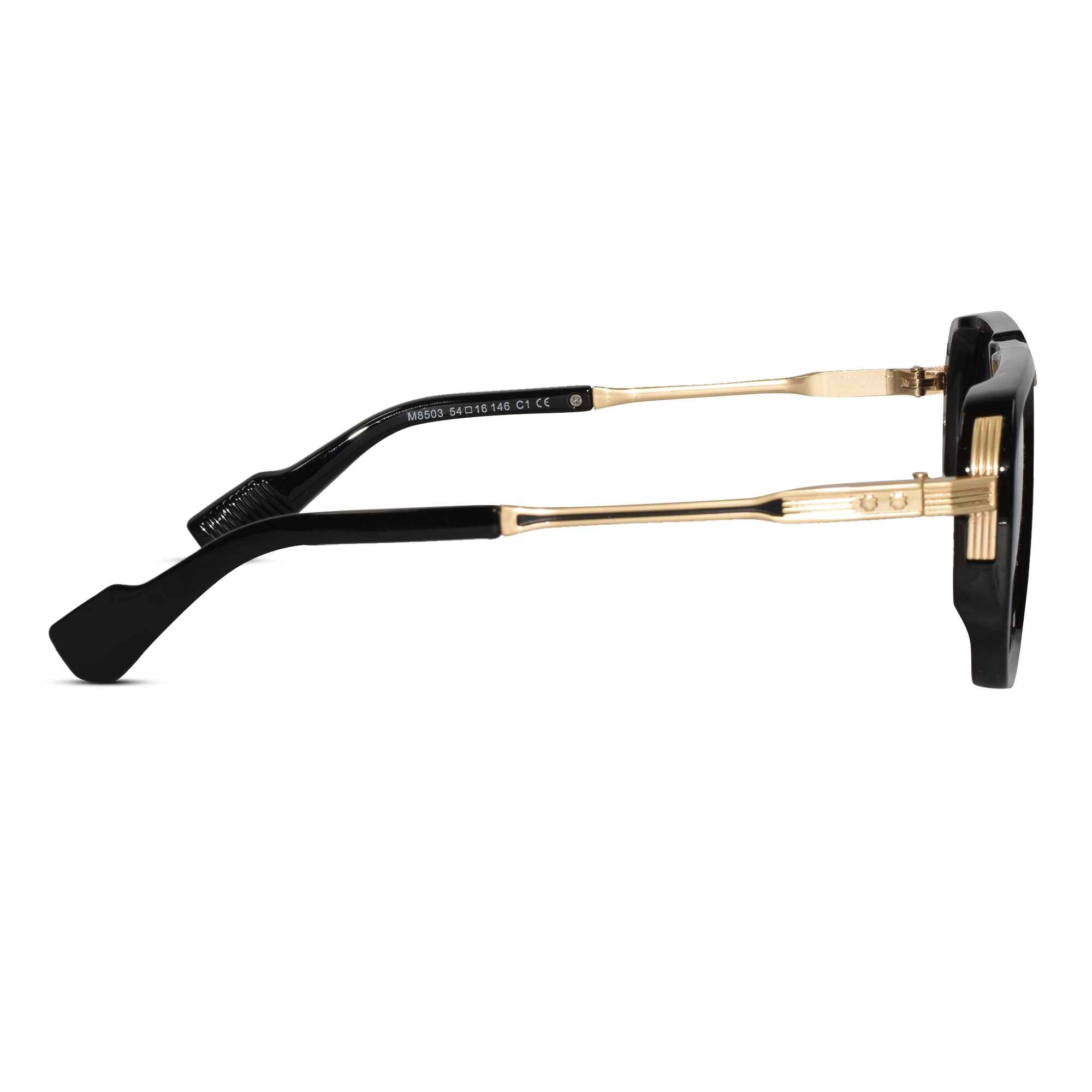 Designer Gold Black Square Sunglasses For Men