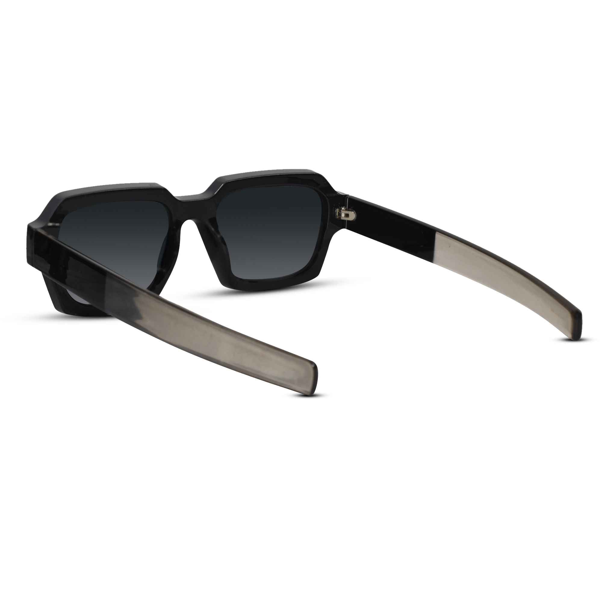 RETRO Dark Black Square Sunglasses For Men & Women LKS2903-GRY