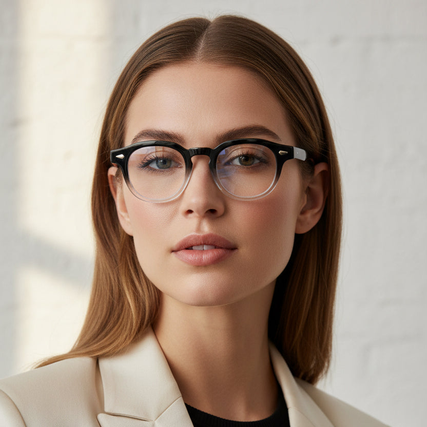 New Black Round Eyeglasses for men and Women LKE85218-BLK