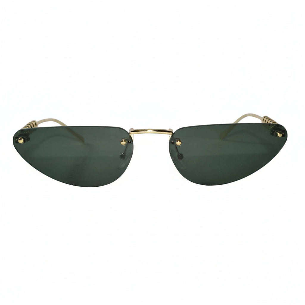 Rimless Cat Eye Sunglasses for Women ELS2026S12-GRN GLD