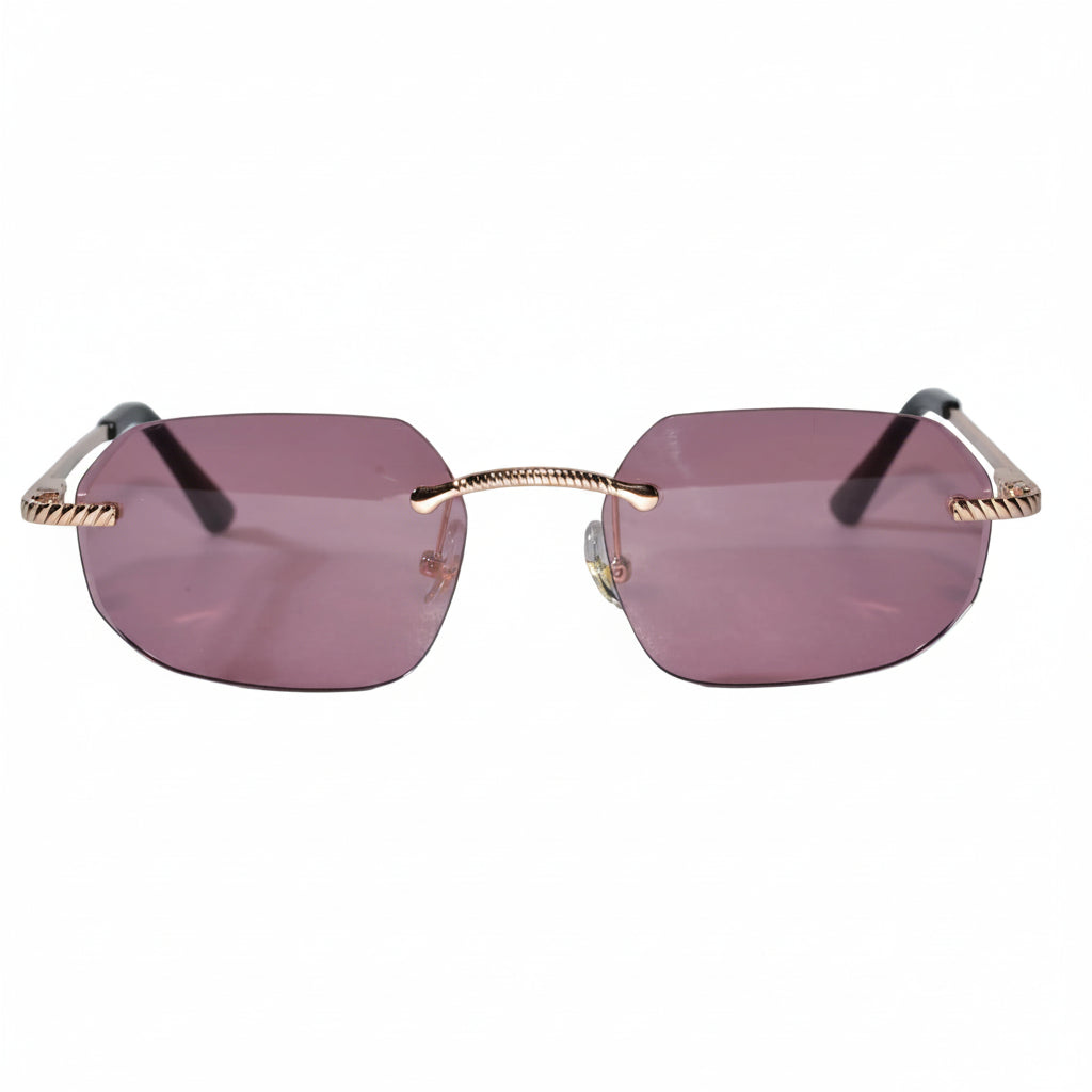 Rimless Square Sunglasses with Gold Sunglasses For Men & Women ELS2026S02-PNK