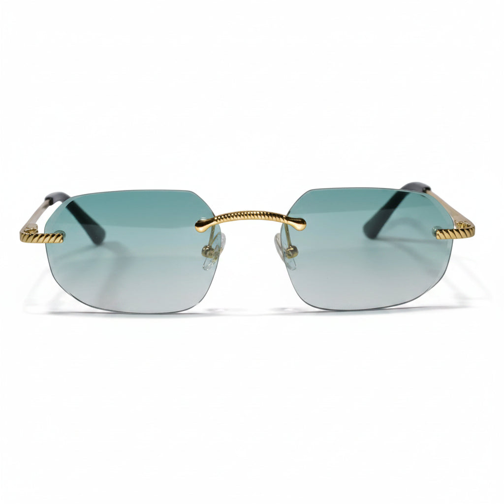 Rimless Square Sunglasses with Gold Sunglasses For Men & Women ELS2026S02-GRN