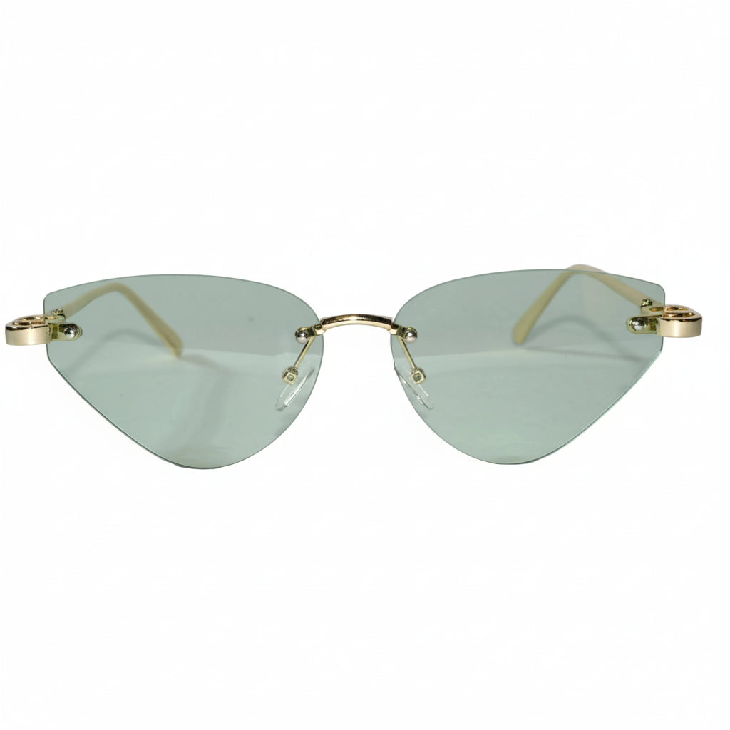 Rimless Cat Eye Sunglasses for Women ELS2026S010-GRN GLD