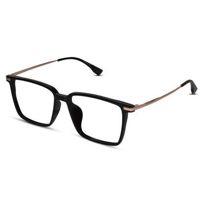 Black-Gold Rectangular Eyeglasses For Men & Women