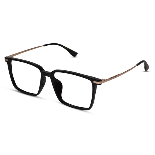 Black-Gold Rectangular Eyeglasses For Men & Women