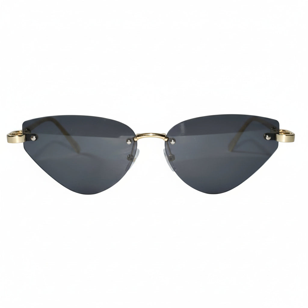Rimless Cat Eye Sunglasses for Women ELS2026S010-BLK GLD