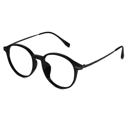 Black Metal Round Eyeglasses For Women