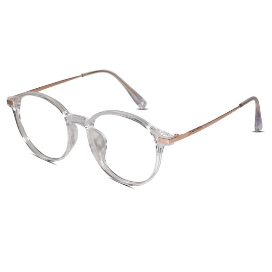 Gold-Transparent Round Eyeglasses For Women