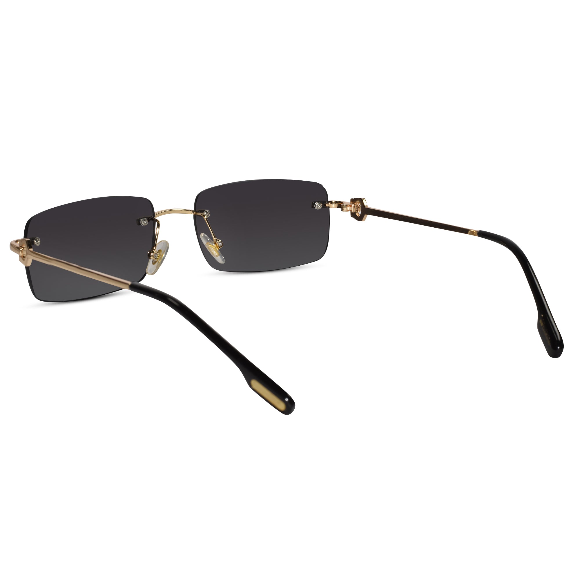 Rectangular Black Rimless Sunglasses For Men & Women