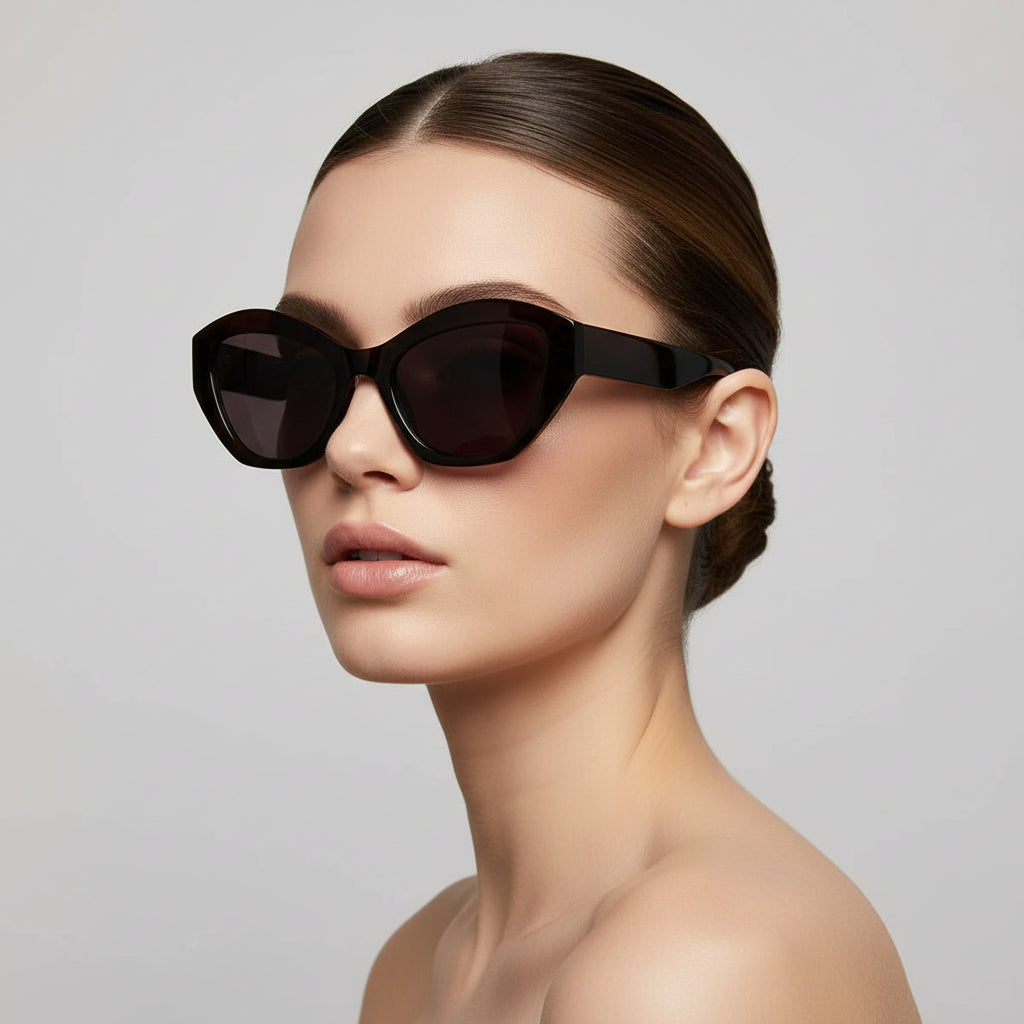 Brown Cateye Sunglasses For Women LKS9526-BRN