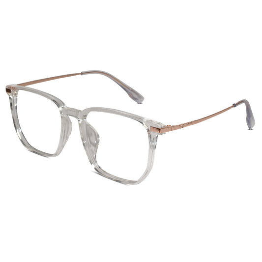 Transparent & Gold Square Eyeglasses For Men & Women