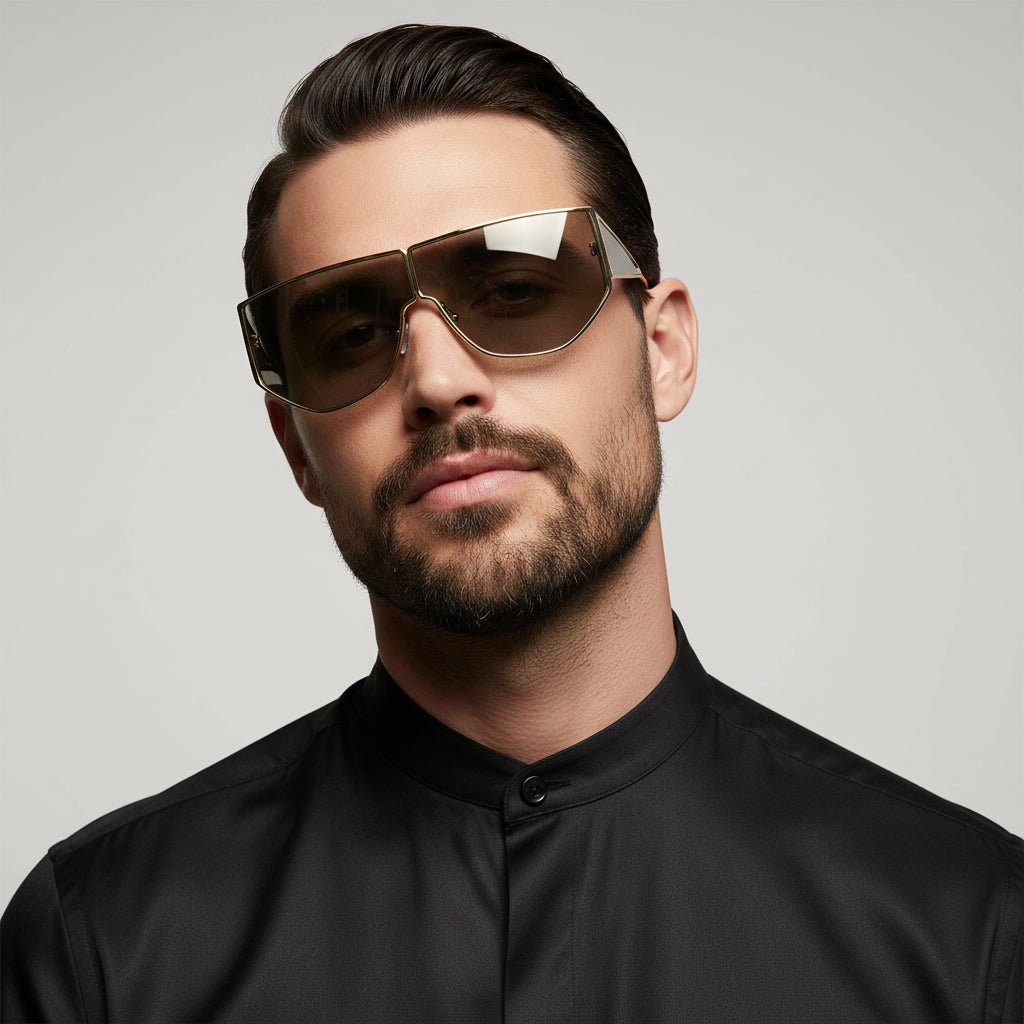 Stylish Geometric Sunglasses for Men-ELS2026S05-BLK GLD
