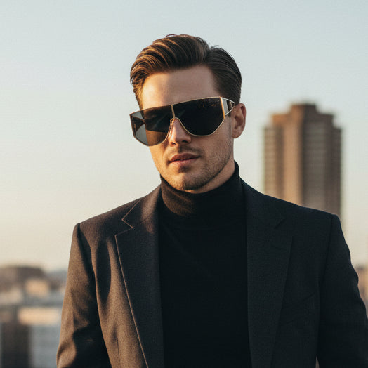 Stylish Geometric Sunglasses for Men-ELS2026S05-BLK GLD