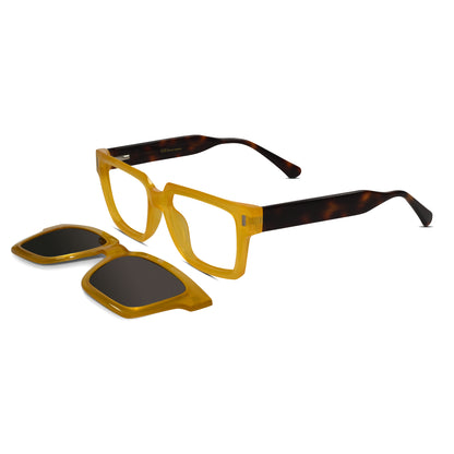 Bold Yellow Clip-on Eyeglasses for Men & Women