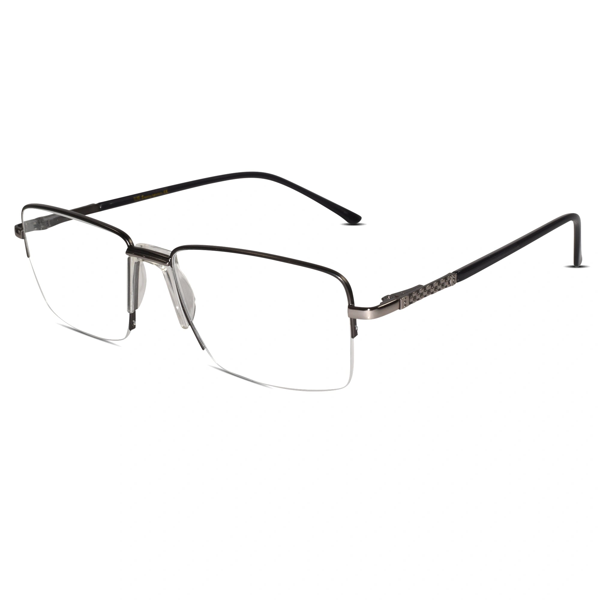 Designer Half Farme Reactngular Eyeglasses For Men ELE62031-GRY