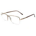 Designer Gold-Brown Half Farme Reactngular Eyeglasses For Men ELE62031-GLD