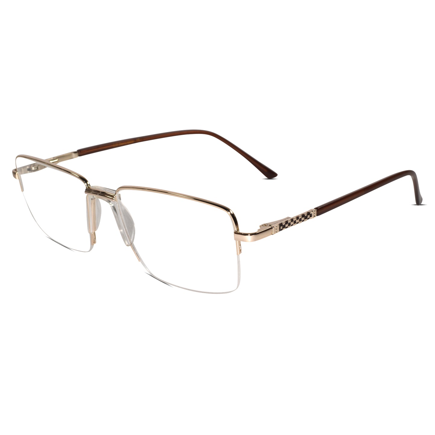Designer Gold-Brown Half Farme Reactngular Eyeglasses
