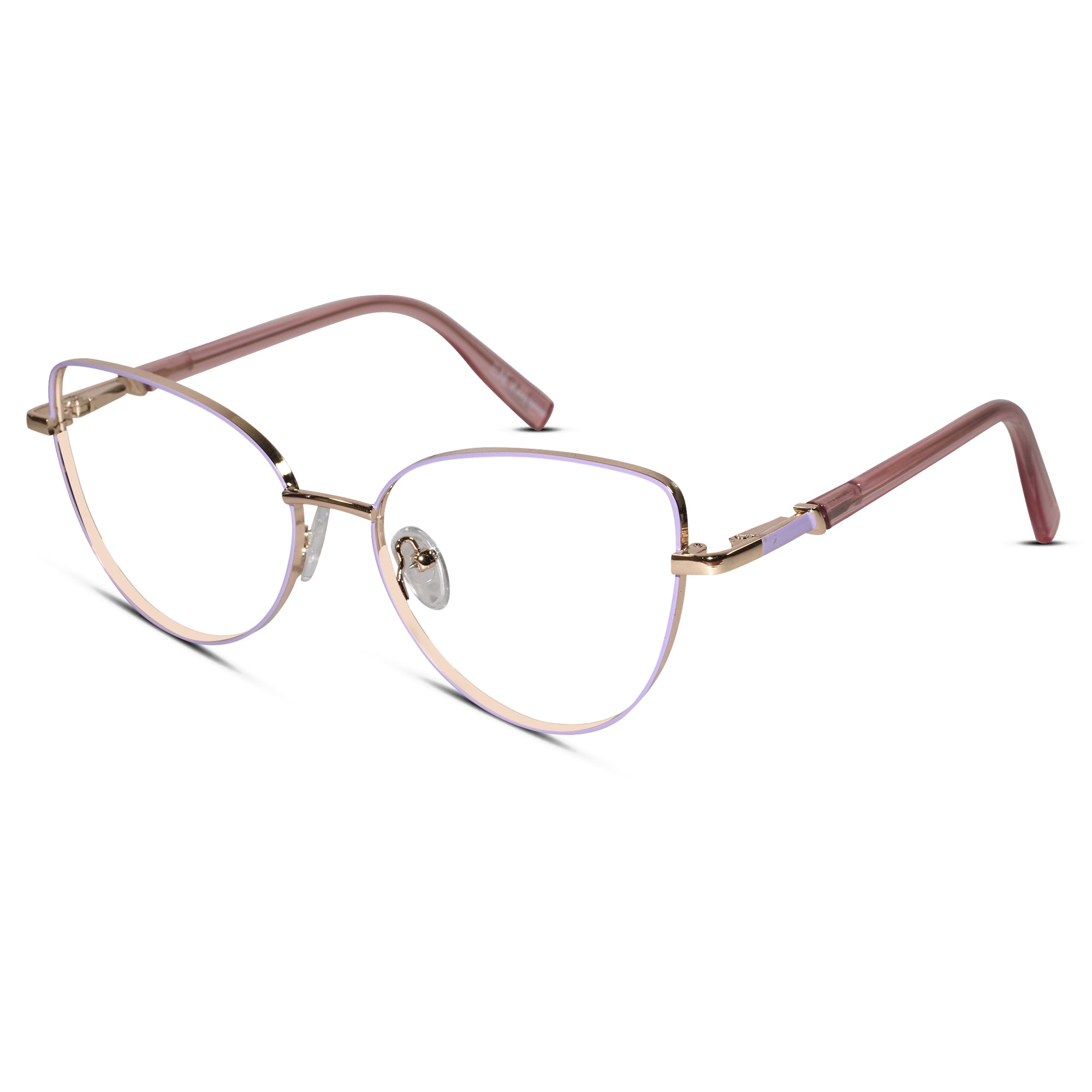 Gold-Pink Cat-Eye Eyeglasses For Women LKE26074-PNK