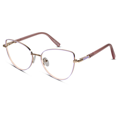 Gold-Pink Cat-Eye Eyeglasses For Women