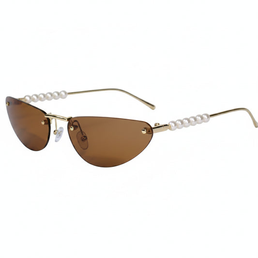 Rimless Cat Eye Sunglasses for Women ELS2026S12-BRN-Gold
