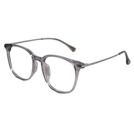 Metal Grey Square Eyeglasses For Men & Women