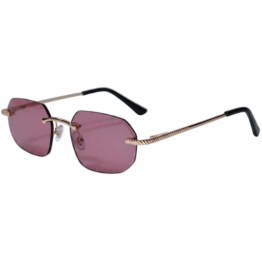 Rimless Square Sunglasses with Gold Sunglasses For Men & Women ELS2026S02-PNK