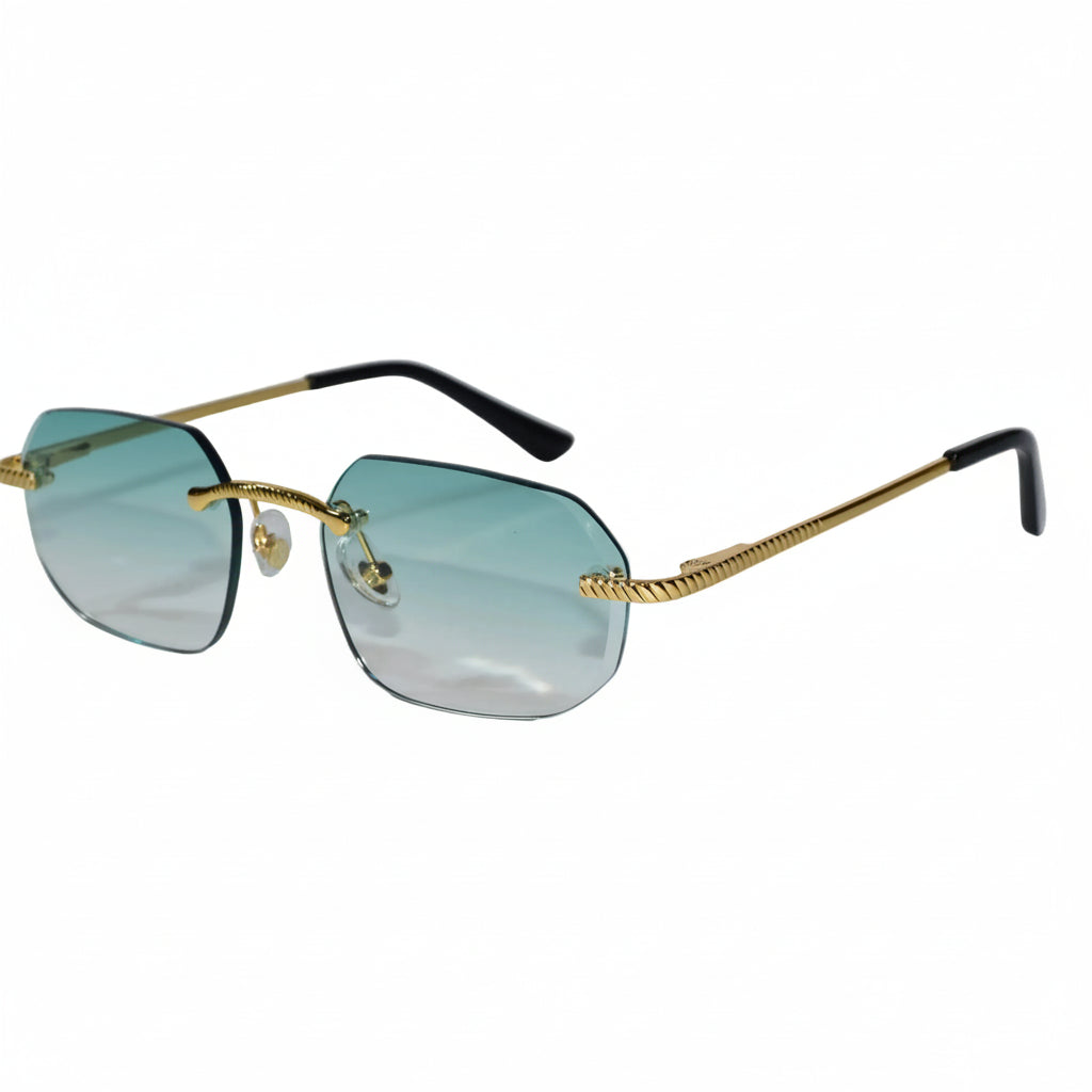Rimless Square Sunglasses with Gold Sunglasses For Men & Women ELS2026S02-GRN
