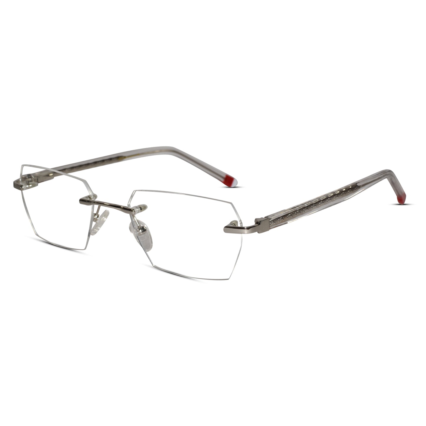 Silver Rectangular Rimless Eyeglasses for  Men & Women