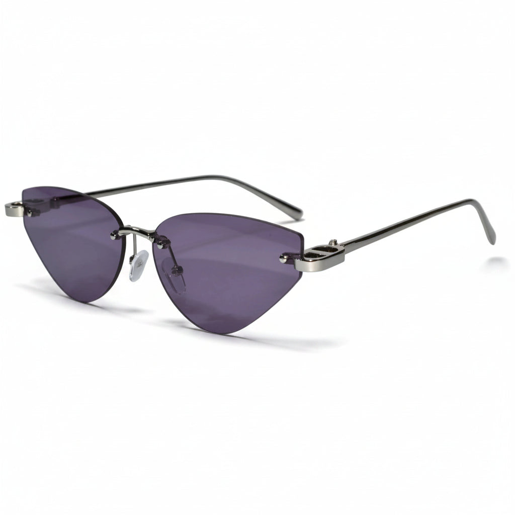 Rimless Cat Eye Sunglasses for Women ELS2026S010-PEPL GLD