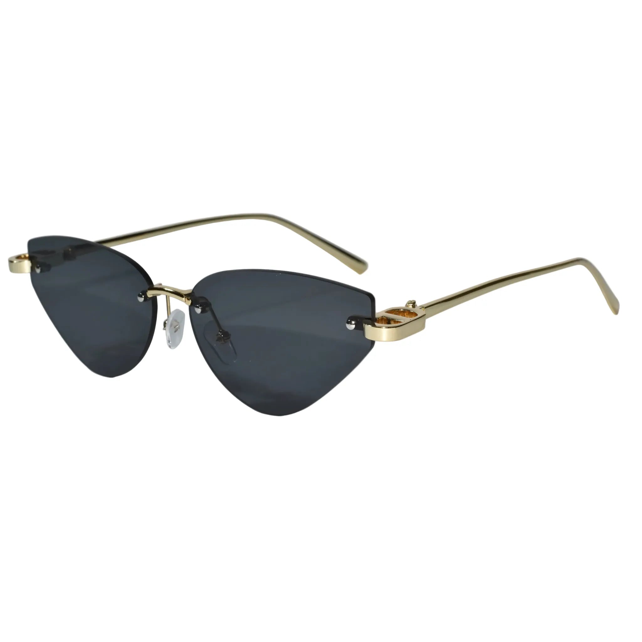 Rimless Cat Eye Sunglasses for Women ELS2026S010-BLK GLD