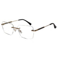 Black-Gold Rimless Reactngular Eyeglasses For Men ELE24004-BLK