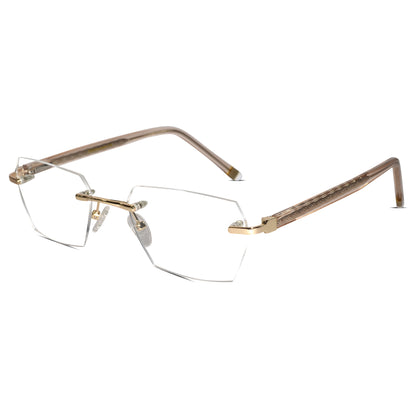 Golden Rimless Reactngular Eyeglasses For Men