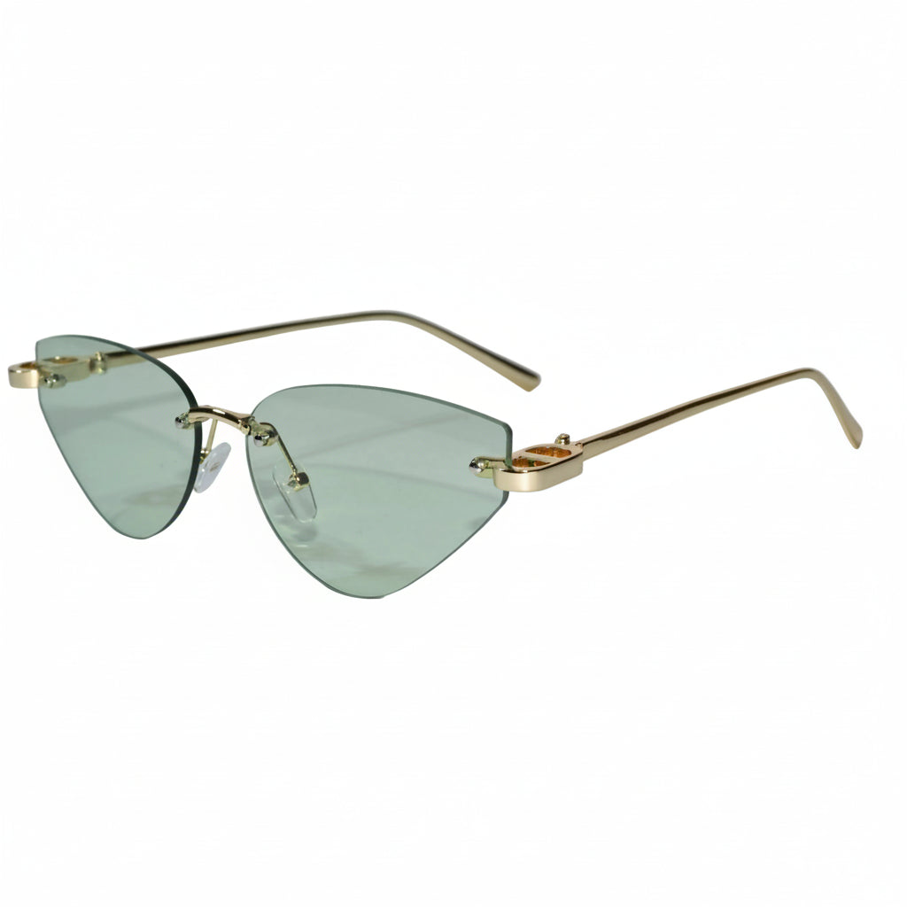 Rimless Cat Eye Sunglasses for Women ELS2026S010-GRN GLD