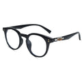 Black round eyeglasses on a white background