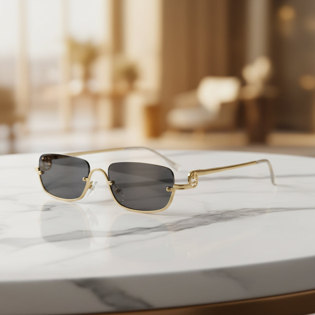 Stylish Rectangular Sunglasses for Men & Women ELS2026S08-BLK GLD