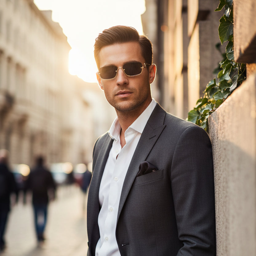 Stylish Rectangular Sunglasses for Men & Women ELS2026S08-BLK GLD