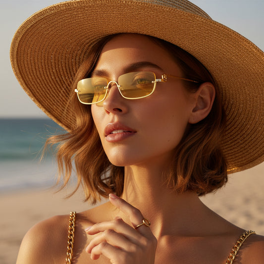 Stylish Rectangular Sunglasses for Men & Women ELS2026S08-YLWGLD