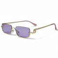 Stylish Purple Tint Rectangular Sunglasses for Men & Women ELS2026S08-PRPL GLD