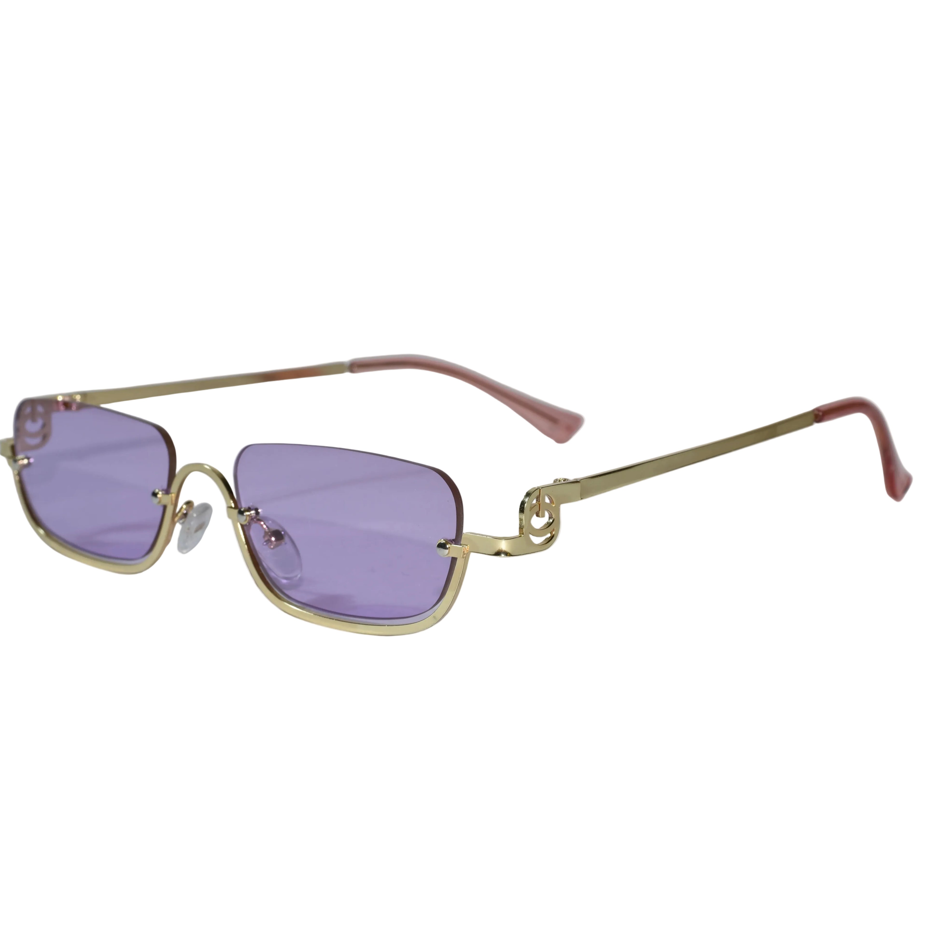 Stylish Rectangular Sunglasses for Men & Women ELS2026S08-PRPL GLD