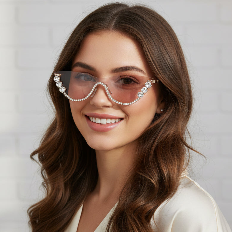 Rimless Cat Eye Sunglasses for Women ELS2026S011-PNK