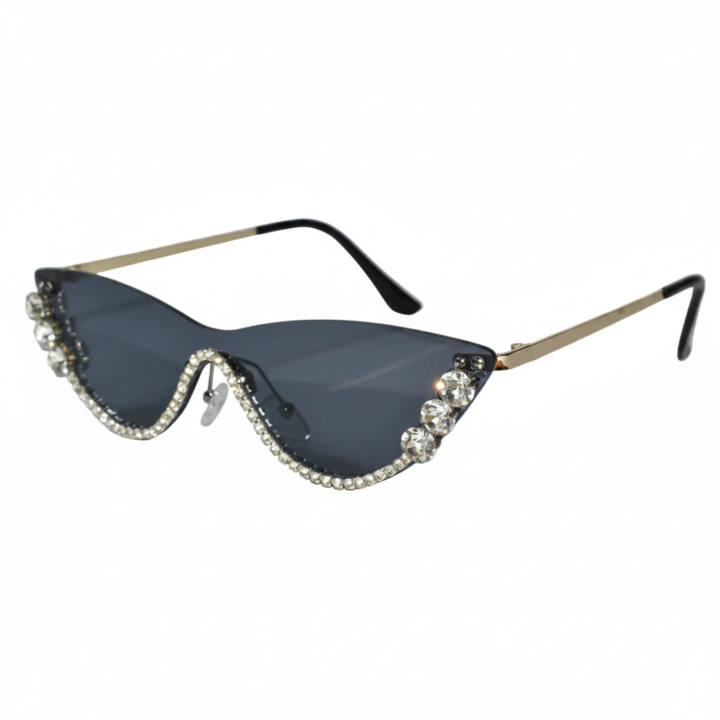 Rimless Cat Eye Sunglasses for Women ELS2026S011-BLK