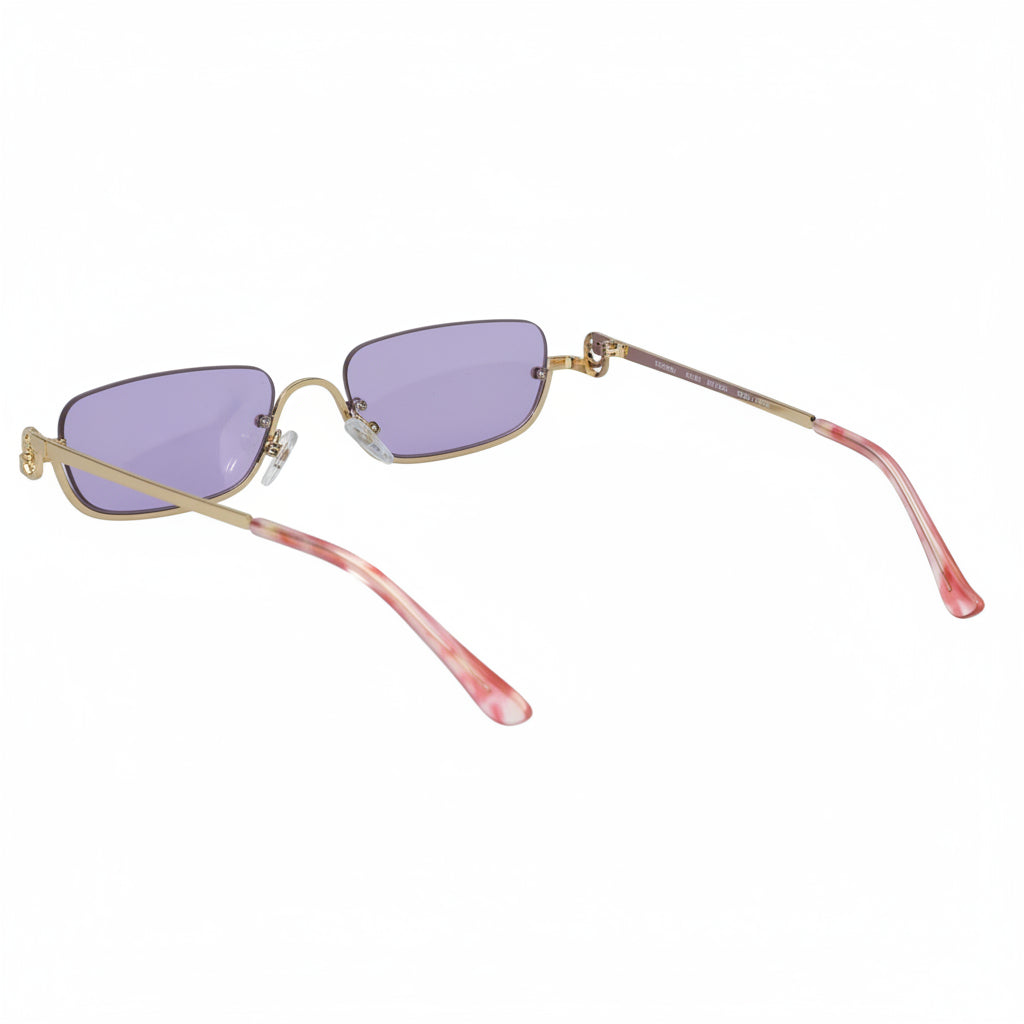 Stylish Purple Tint Rectangular Sunglasses for Men & Women ELS2026S08-PRPL GLD