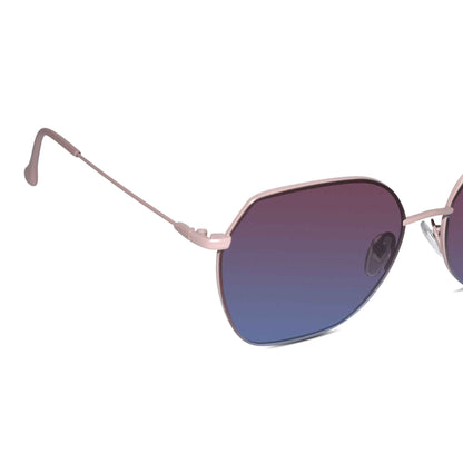 Sleek Matt Pink Hexagonal Sunglasses For Women