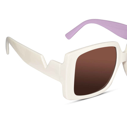 Oversize Square Dual Tone White  Sunglasses