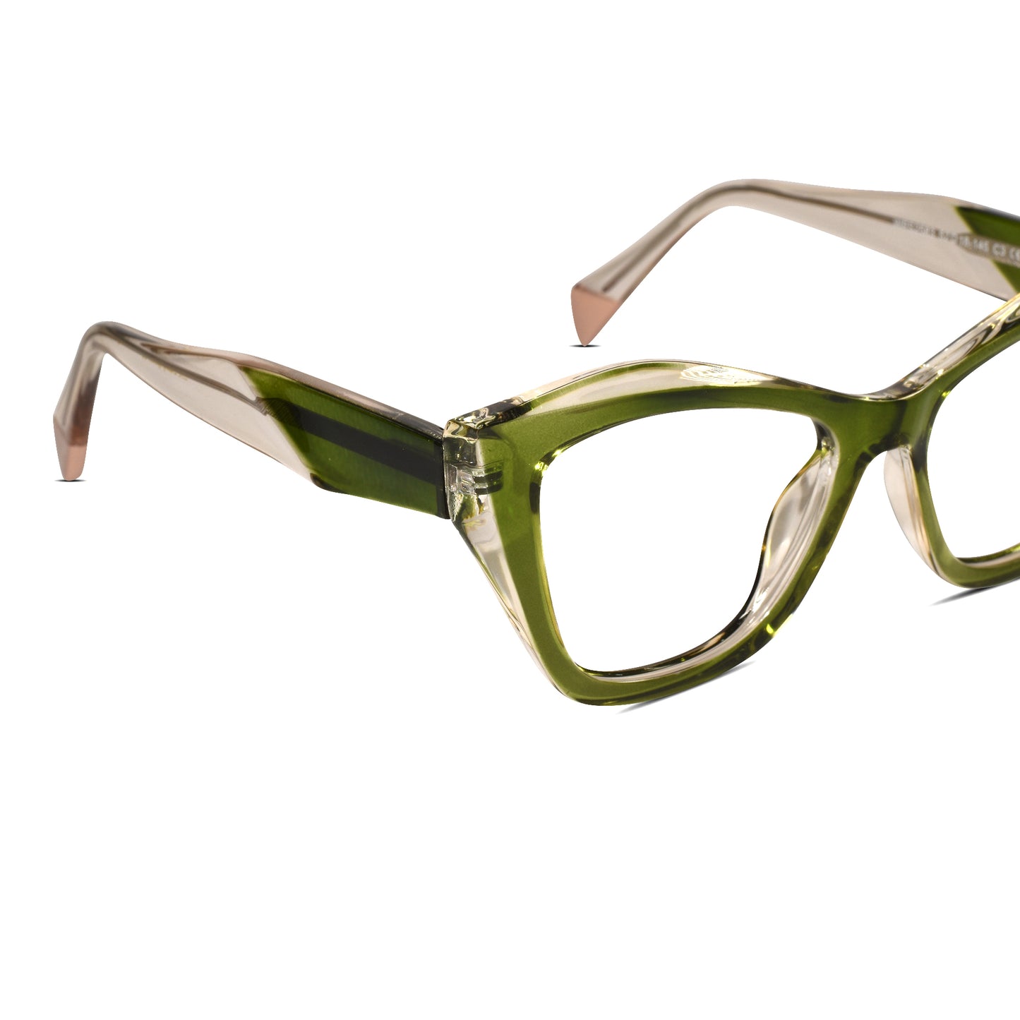 Designer Green Gold Cat-Eye Eyeglasses For Women