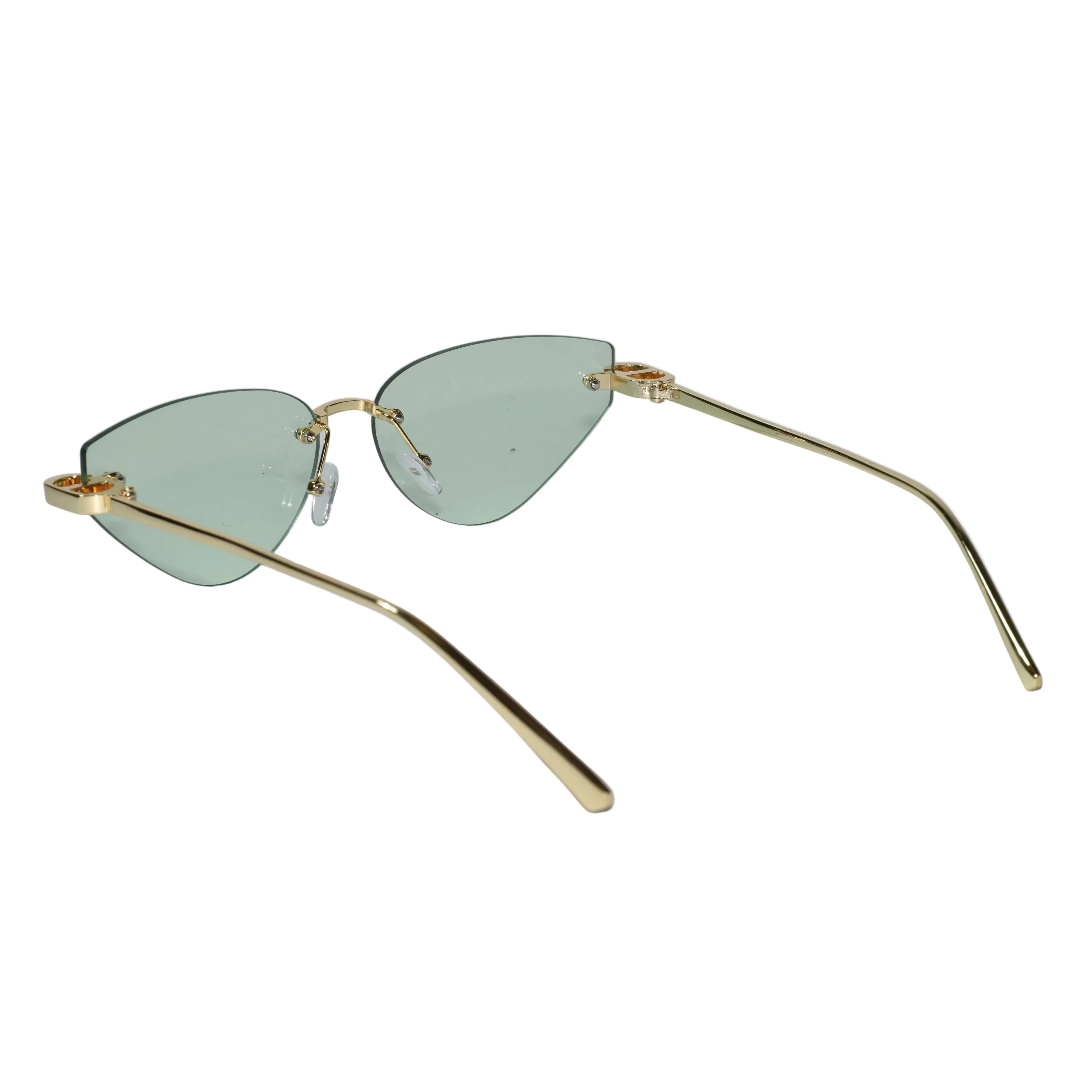 Rimless Cat Eye Sunglasses for Women ELS2026S010-GRN GLD