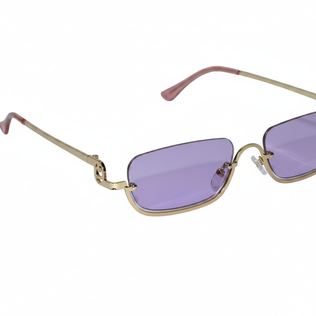Stylish Purple Tint Rectangular Sunglasses for Men & Women ELS2026S08-PRPL GLD